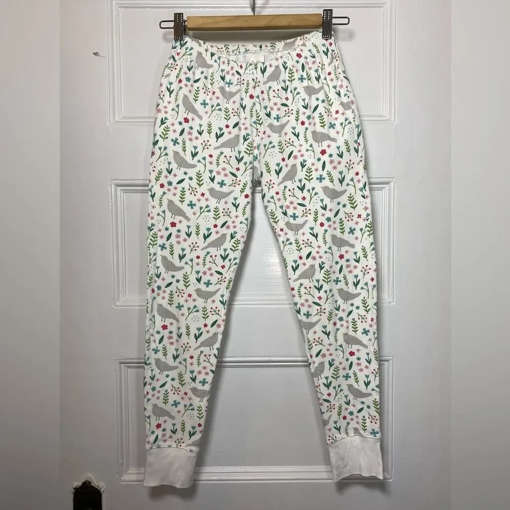 MINI BODEN Kids Bird & Flowers Print Long Sleeve Pajama Sleepwear Lounge Set 11Y